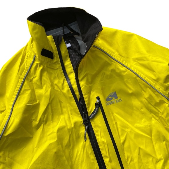 Showers Pass Elite Cycling Shell Jacket S Waterproof Yellow Hi Vis Bike Portland - Picture 4 of 9